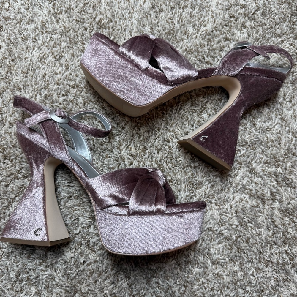 Circus by Sam Edelman Audrea Velvet Sparkle Mauve Chunky Block Heels